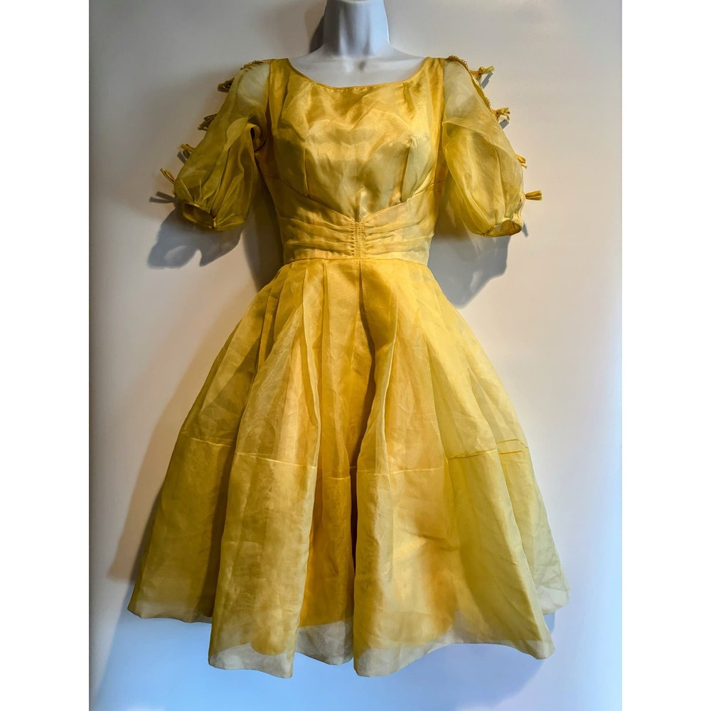 1950s Hand made Bright Yellow Short Sleeve Dress
